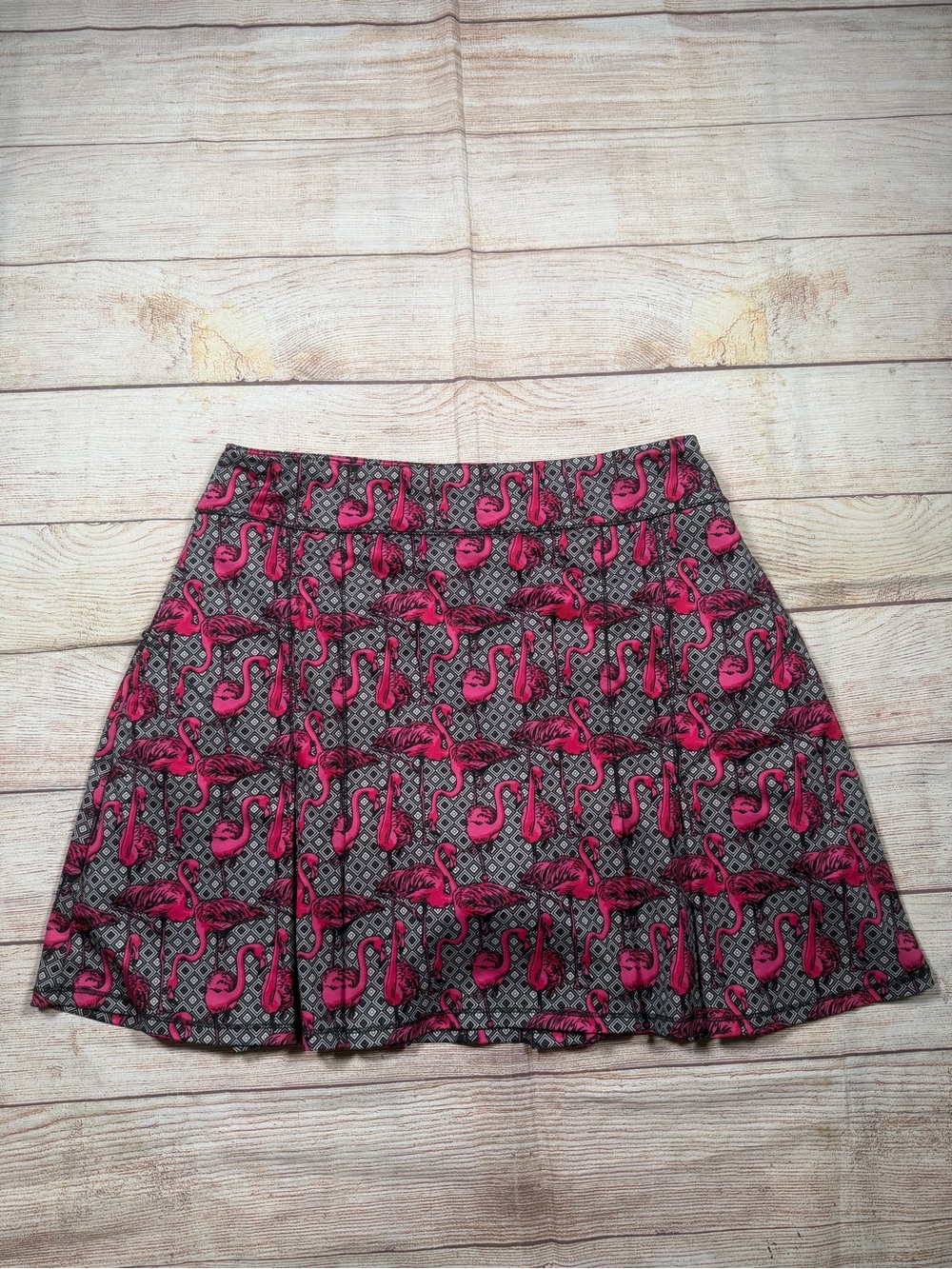 Fringe Studio Preppy Pink Flamingo A-Line Skirt with‎ Pockets